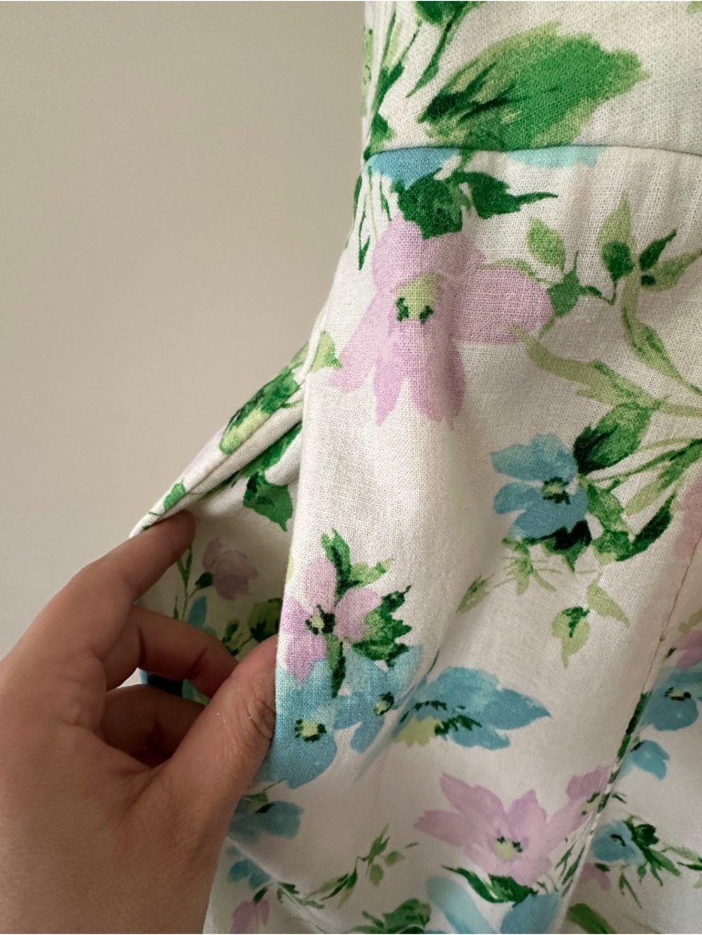 Old Navy Fit & Flare Linen Blend Midi Dress Sz L White Floral Pockets Sundress - Picture 6 of 16